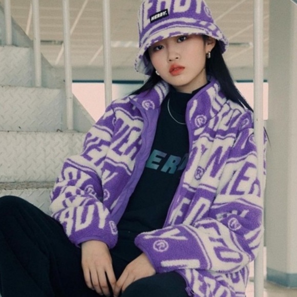 Nerdy Basic Logo Fleece Jacket in Purple and White - Picture 1 of 9